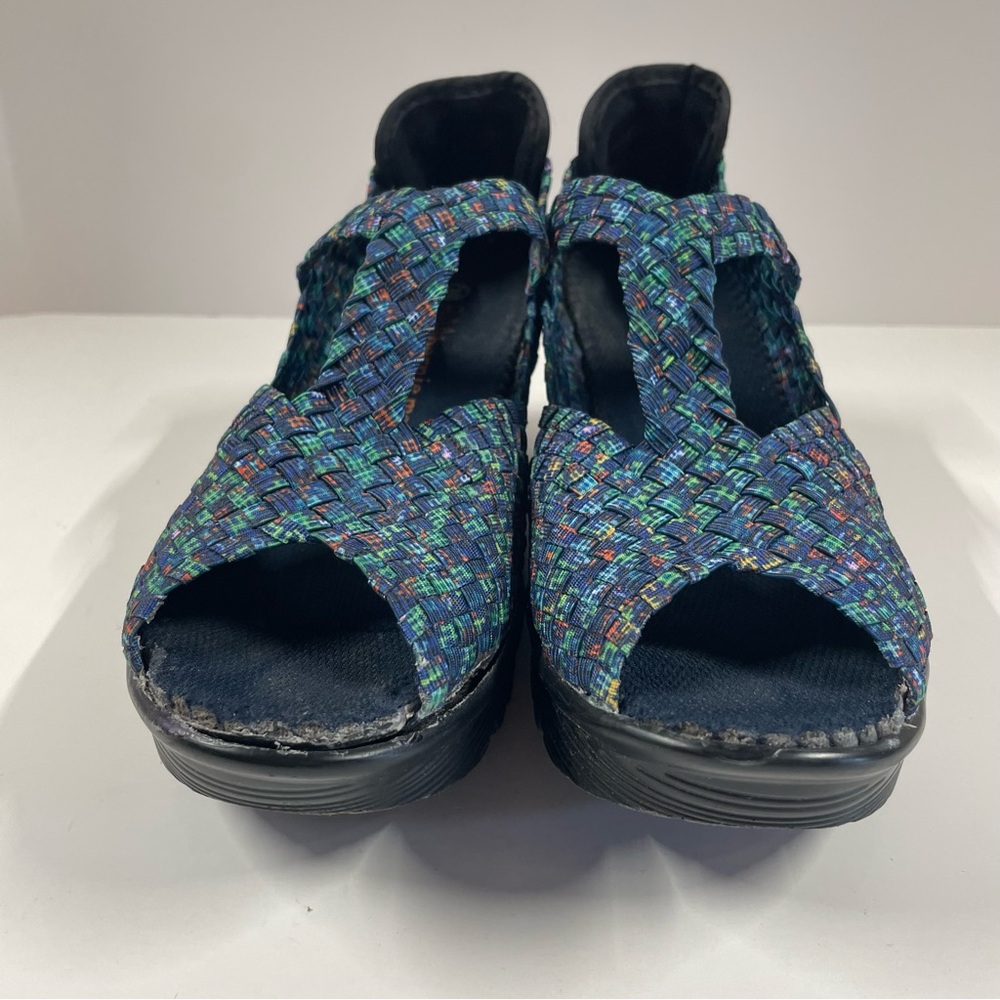 Bernie Mev Multicolored Woven peep Toe Mary Jane Platform Shoes EU Size 39 - Picture 4 of 9